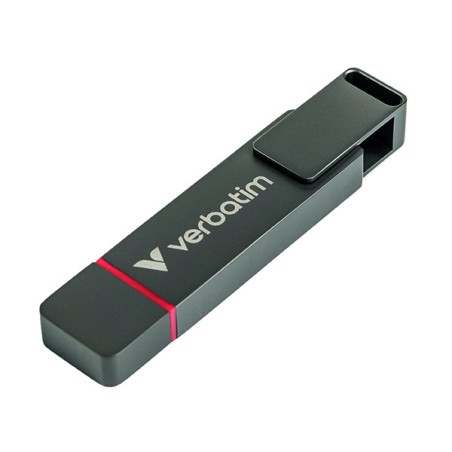 Verbatim USB flash disk, USB C a USB 3.2 Gen 1, 1000GB, Dual QuickStick, šedý, 32043, USB C, s poutkem, DOPRODEJ