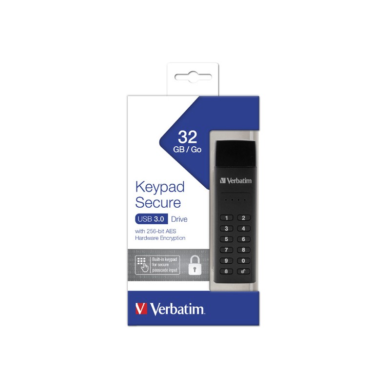 VERBATIM USB 3.0 Drive 32 GB - Keypad Secure (R:160/W:130 MB/s) GDPR
