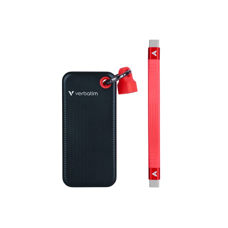 SSD Externí Verbatim Pocket SSD Black/Red, 32196, 2000GB, černý, M.2, obsahuje USB C kabel a pytlík, USB-C, 2TB