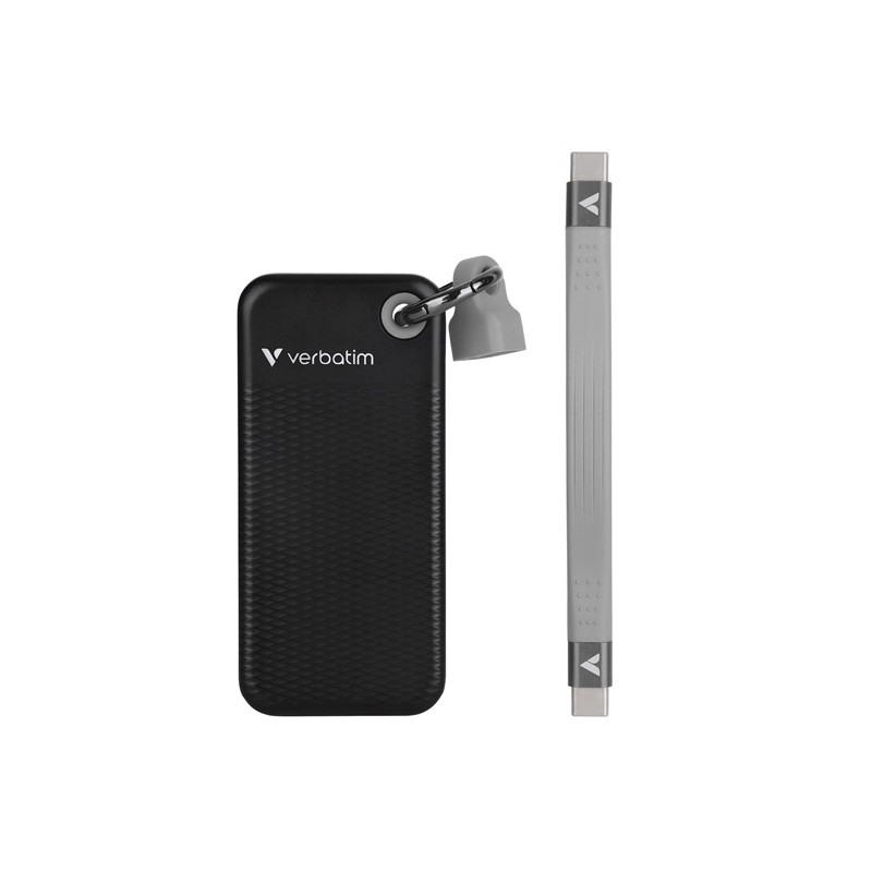 SSD Externí Verbatim Pocket SSD Black/Grey, 32194, 2000GB, černý, M.2, obsahuje USB C kabel a pytlík, USB-C, 2TB