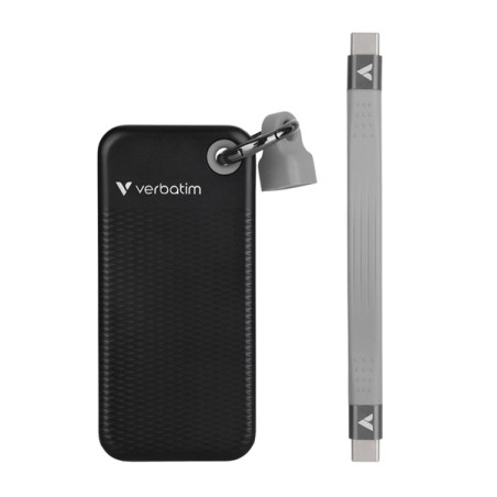 SSD Externí Verbatim Pocket SSD Black/Grey, 32194, 2000GB, černý, M.2, obsahuje USB C kabel a pytlík, USB-C, 2TB