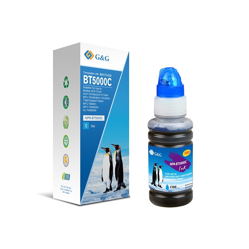 G&G kompatibilní ink s BT-5000C, NPR-BT5000C, cyan, 5000str.
