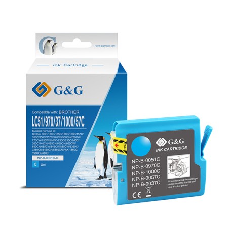 G&G kompatibilní ink s LC-1000C, LC-970C, NP-B-0051C/1000C/970C, cyan, 400str.