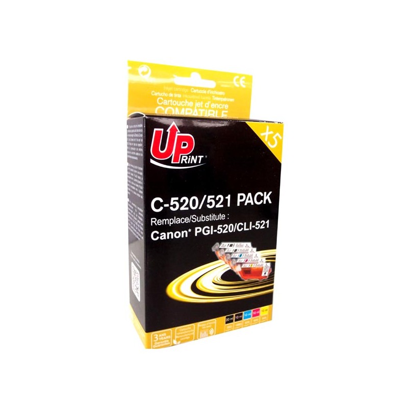 UPrint kompatibilní ink s CLI521, C-520/521 PACK, 2xblack/1xcyan/1xmagenta/1xyellow, s čipem