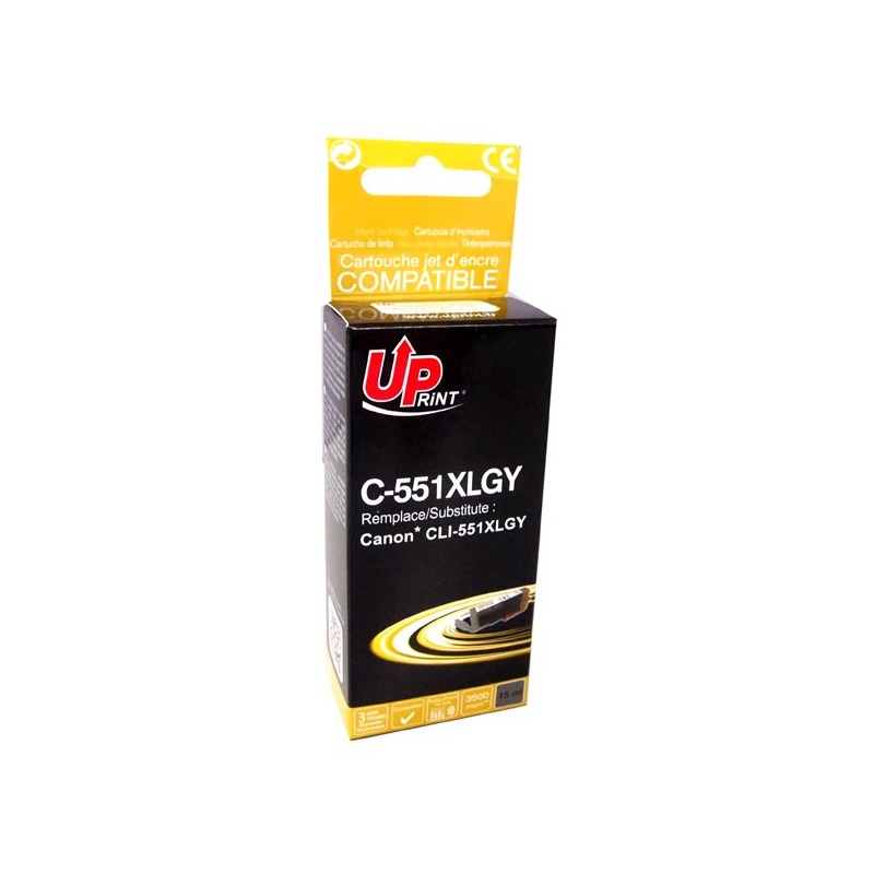 UPrint kompatibilní ink s CLI551GY XL, C-551XLGY, grey, 275str., 11ml, high capacity