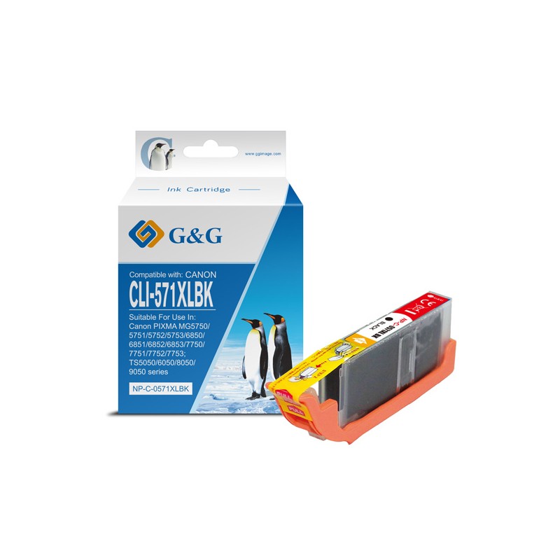 G&G kompatibilní ink s CLI571BK XL, NP-C-0CL571XLBK, black, 10,8ml, ml high capacity