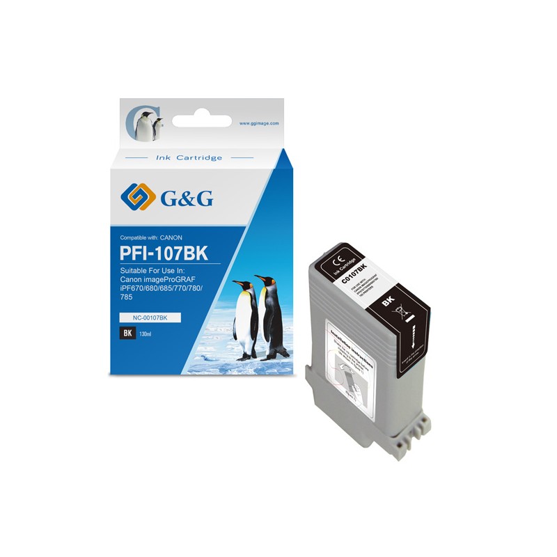 G&G kompatibilní ink s PFI107BK, NC-00107BK, 6705B001, black, 130ml