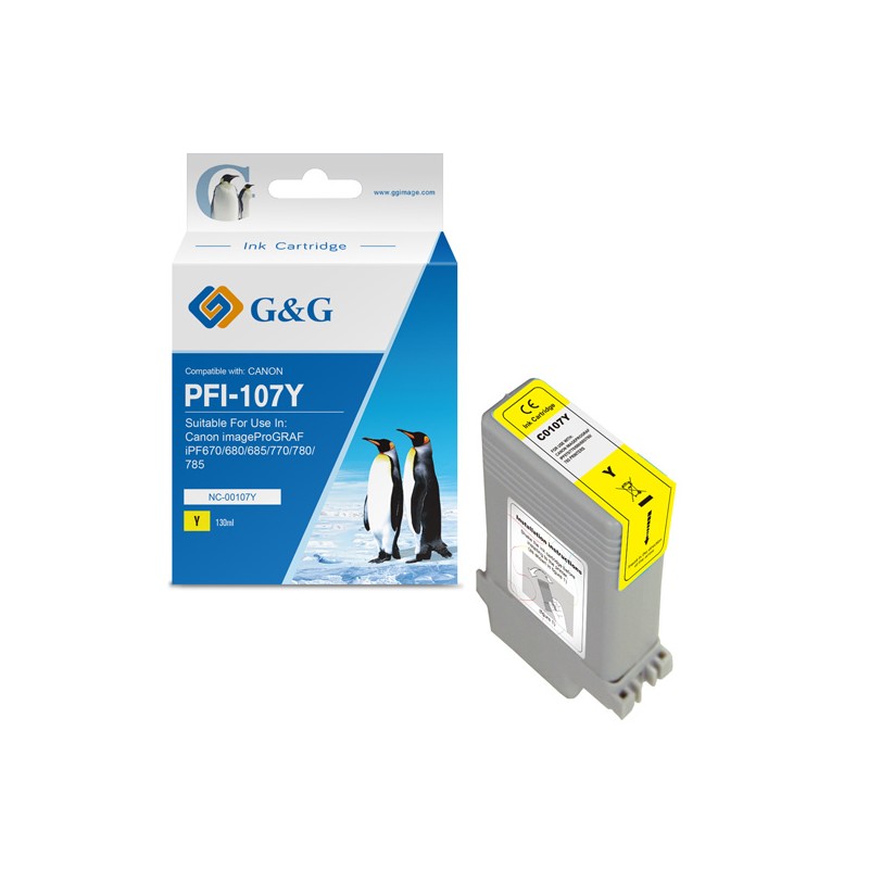 G&G kompatibilní ink s PFI107Y, NC-00107Y, 6708B001, yellow, 130ml