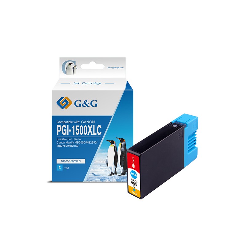 G&G kompatibilní ink s PGI 1500XL, NP-C-1500XLC/C, cyan