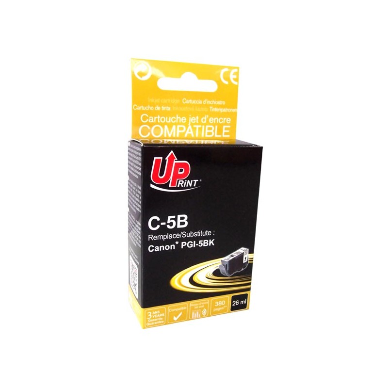 UPrint kompatibilní ink s PGI5BK, C-5B, black, 380str., 26ml, s čipem