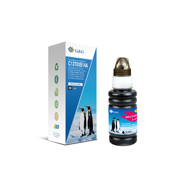 G&G kompatibilní ink s C13T00S14A, NPR-E103BK-70ml-B, black