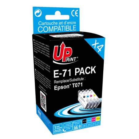 UPrint kompatibilní ink s C13T071, E-71 PACK, 1xblack/1xcyan/1xmagenta/1xyellow, 1x12 a 3x10ml