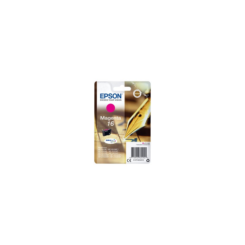 Epson originální ink C13T16234022, T162340, magenta, blistr, 3.1ml
