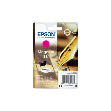 Epson originální ink C13T16234022, T162340, magenta, blistr, 3.1ml