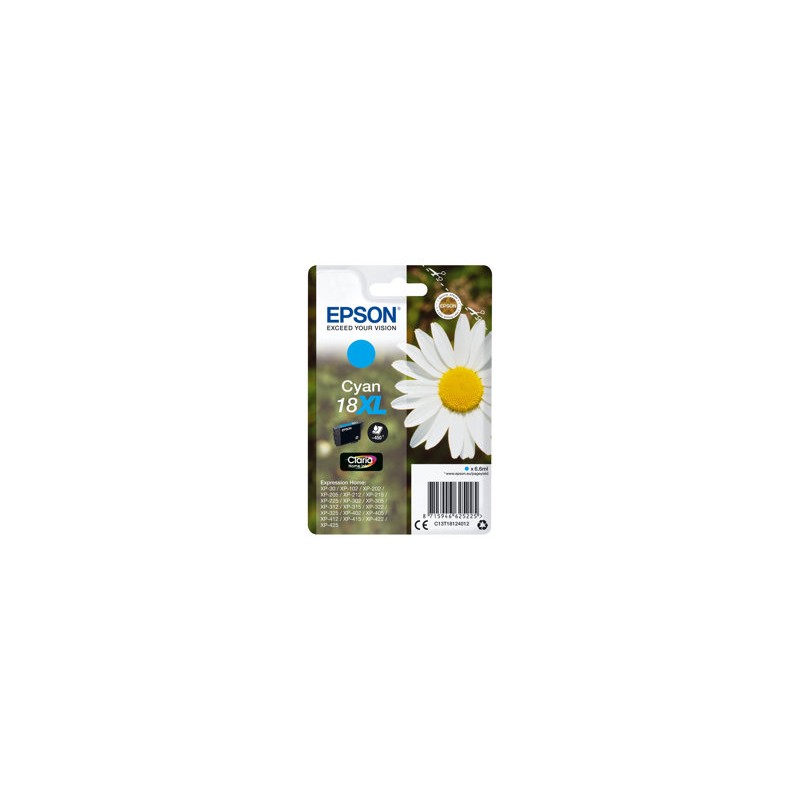 Epson originální ink C13T18124022, T181240, 18XL, cyan, 6,6ml