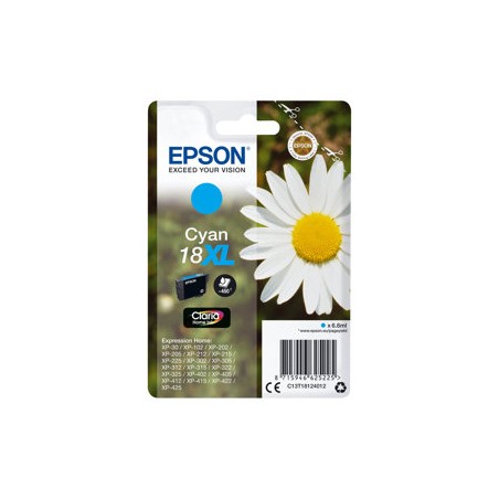 Epson originální ink C13T18124022, T181240, 18XL, cyan, 6,6ml