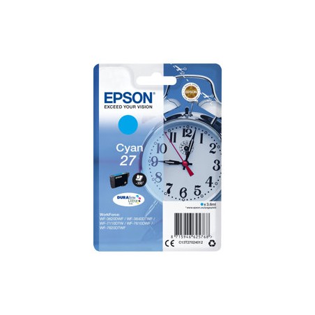 Epson originální ink C13T27024022, 27, cyan, 3,6ml
