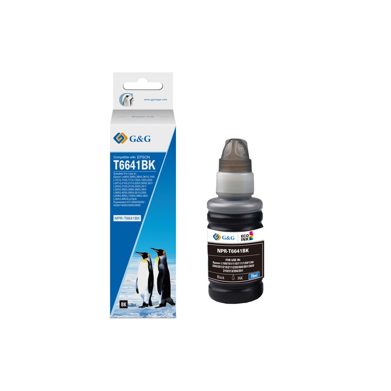 G&G kompatibilní ink s C13T66414A, NPR-T6641BK-70ml-D, black