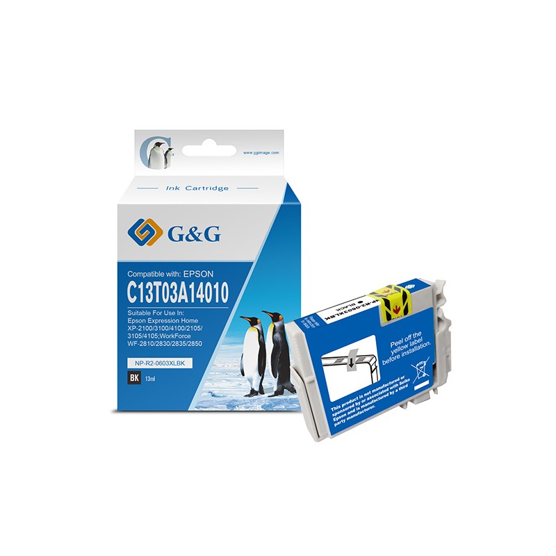 G&G kompatibilní ink s C13T03A14010, 603XL, NP-R-0603XLBK, black, 500str.