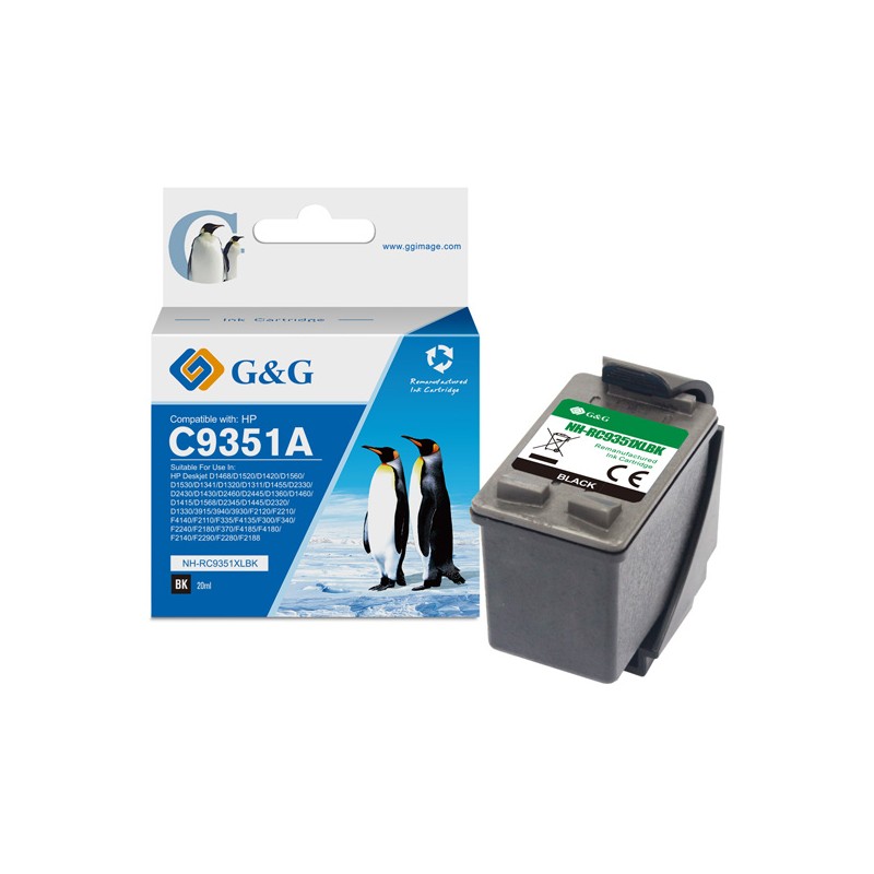 G&G kompatibilní ink s C9351A, HP 21, NH-R9351BK, black, 16ml, ml