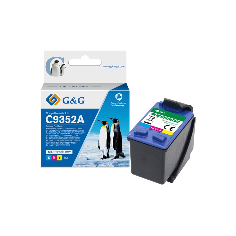 G&G kompatibilní ink s C9352A, HP 22, NH-R9352C/M/Y, CMY, 16ml, ml