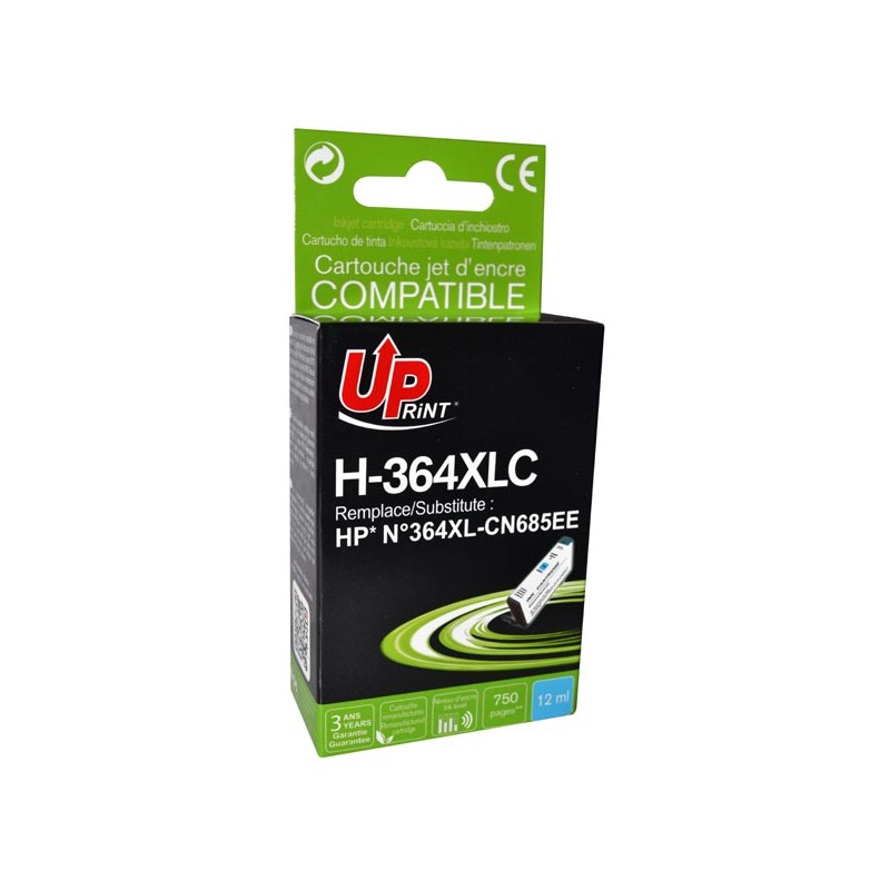 UPrint kompatibilní ink s CB323EE, CN685EE, HP 364XL, H-364XLC, cyan, 12ml, s čipem