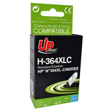 UPrint kompatibilní ink s CB323EE, CN685EE, HP 364XL, H-364XLC, cyan, 12ml, s čipem