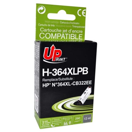 UPrint kompatibilní ink s CB317EE, CB322EE, HP 364, H-364XL-PB, photo black, 12ml