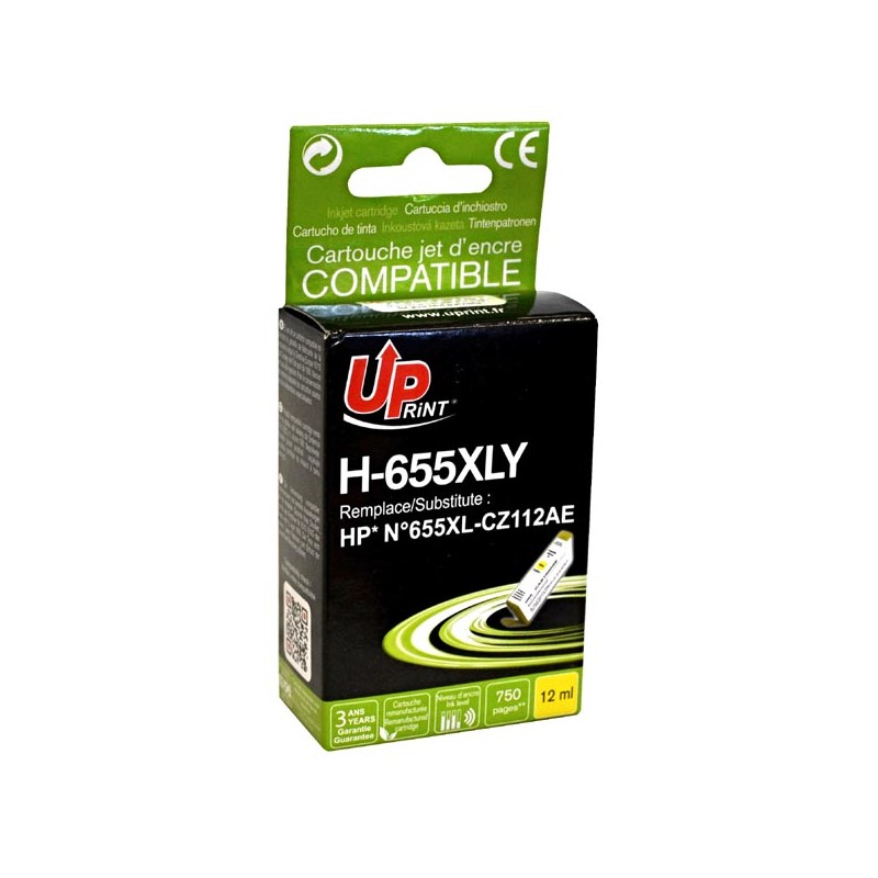 UPrint kompatibilní ink s CZ112AE, HP 655, H-655XLY, yellow, 750str., 12ml