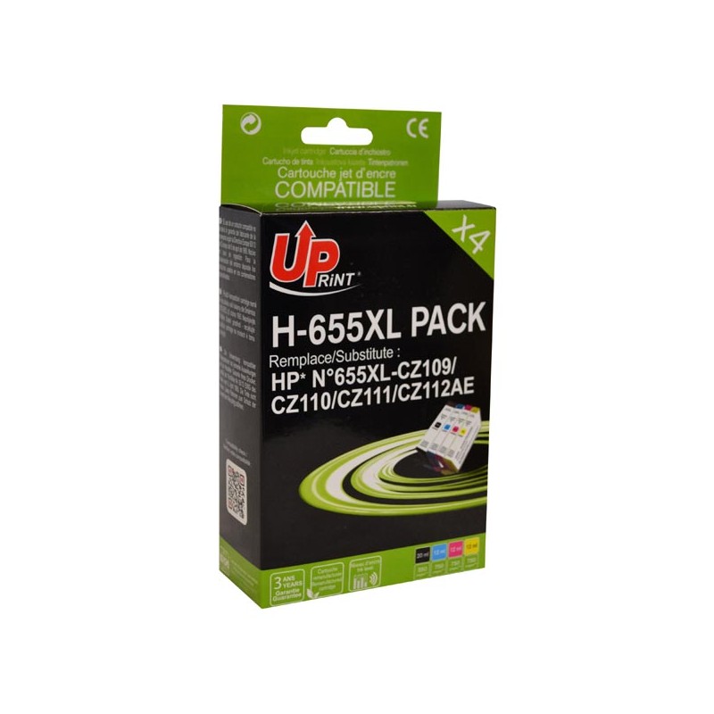 UPrint kompatibilní ink s CZ109AE, CZ110AE, CZ111AE, CZ112AE, HP 655, H-655XL PACK, black, 550+3x750str., 20+3x12ml