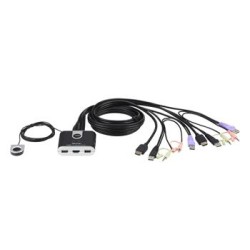 ATEN 2-port HDMI KVM USB2.0 mini, audio, 1.2m kabely, DO