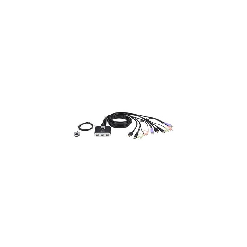 ATEN 2-port HDMI KVM USB2.0 mini, audio, 1.2m kabely, DO