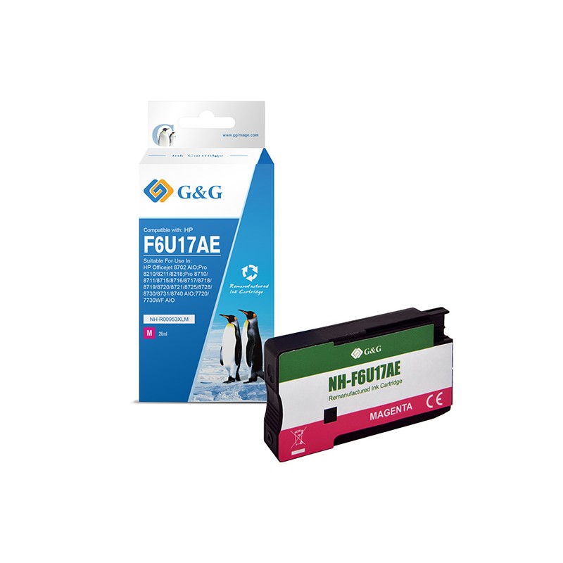G&G kompatibilní ink s F6U17AE, HP 953XL, NH-R00953XLM, magenta, 1600str., magenta