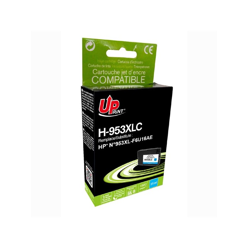 UPrint kompatibilní ink s F6U16AE, HP 953XL, H-953XLC, cyan, 1800str., 25ml, high capacity