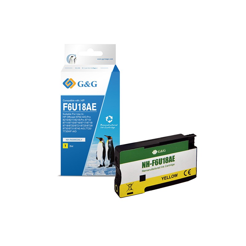 G&G kompatibilní ink s F6U18AE, HP 953XL, NH-R00953XLY, yellow, 1600str., yellow, DOPRODEJ