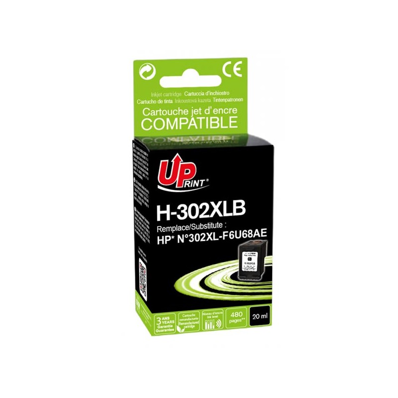 UPrint kompatibilní ink s F6U68AE, HP 302XL, H-302XLB, black, 600str., 20ml