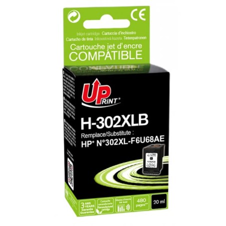UPrint kompatibilní ink s F6U68AE, HP 302XL, H-302XLB, black, 600str., 20ml