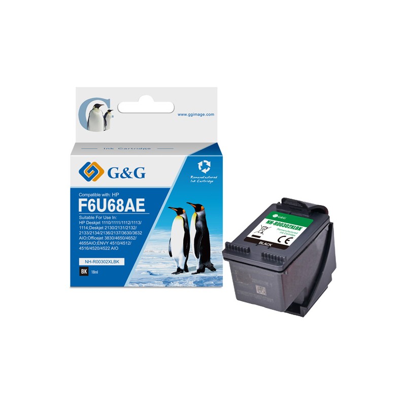 G&G kompatibilní ink s F6U68AE, HP 302XL, NH-R302XLBK, black, 18ml, ml