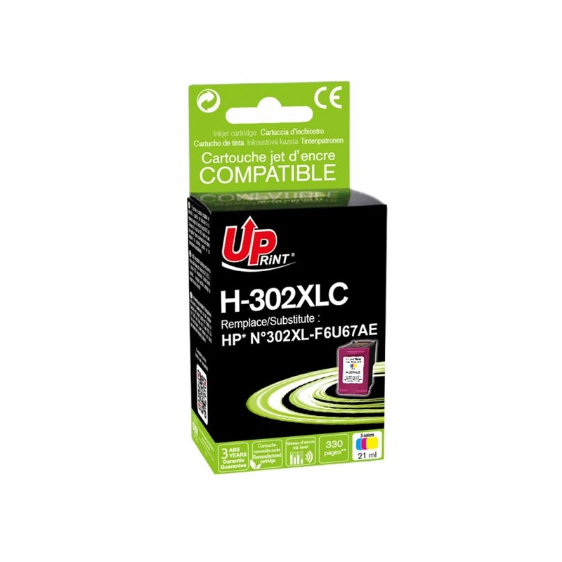 UPrint kompatibilní ink s F6U67AE, HP 302XL, H-302XLCL, color, 400str., 18ml