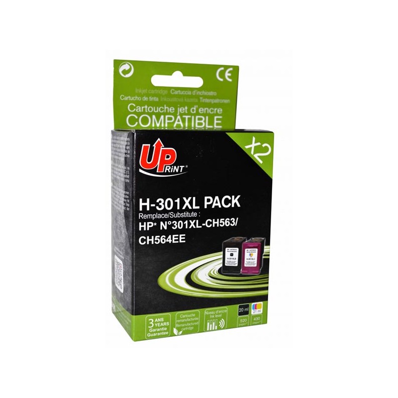 UPrint kompatibilní ink s CH563EE+CH564EE, HP 301XL, H-301XL-PACK, black+color, 20+18ml