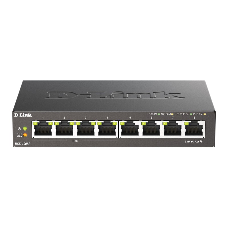 D-Link DGS-1008P 8-port Gigabit Desktop Switch, 4 porty PoE