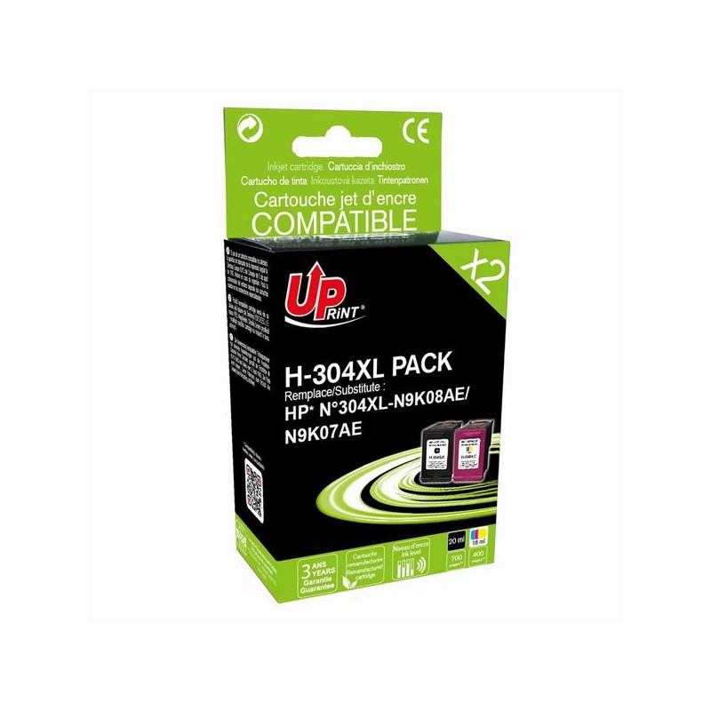 UPrint kompatibilní ink s N9K08AE+N9K07AE, HP 304XL, H-304XL BK/CL PACK, black/color, 700/400str., 20/18ml