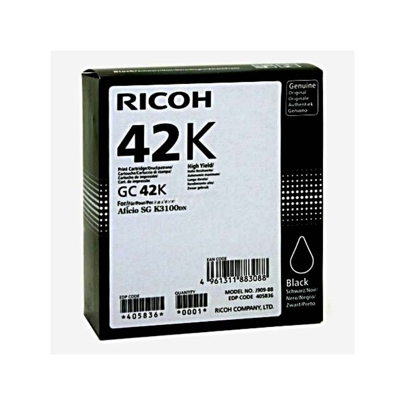 Ricoh originální gelová náplň 405836, GC 42K, black, 10000str.