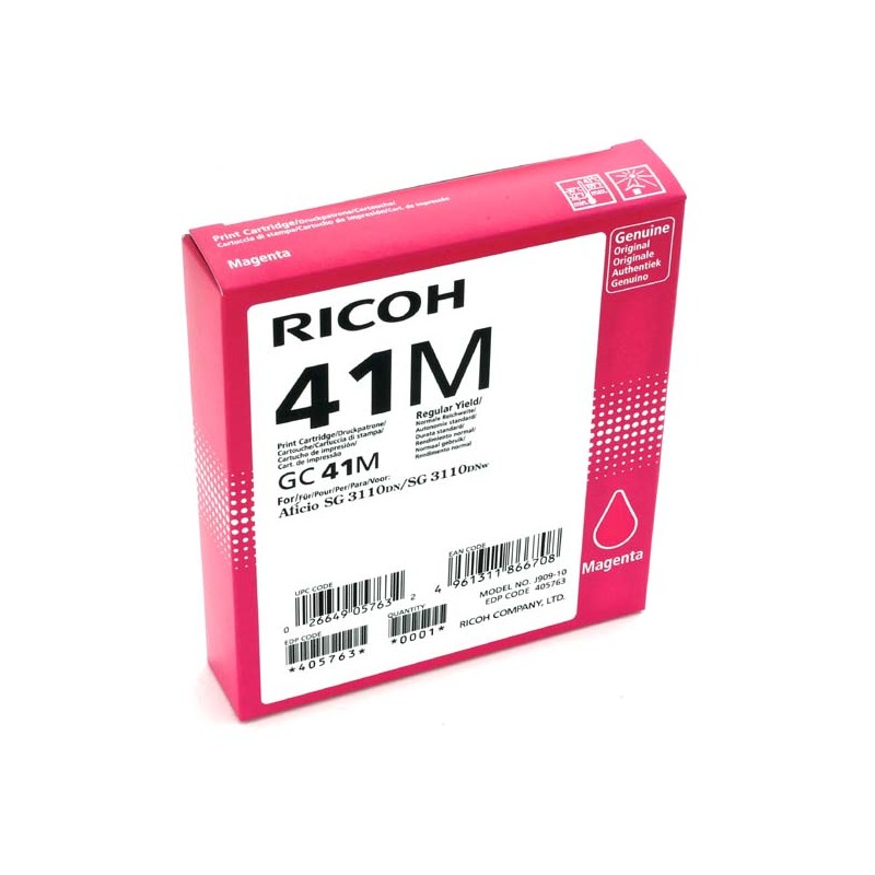 Ricoh originální gelová náplň 405763, GC41HM, magenta, 2200str.