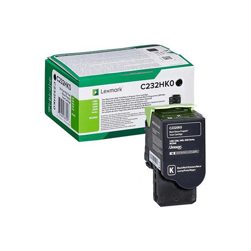 Lexmark originální toner C232HK0, black, 3000str., high capacity, return