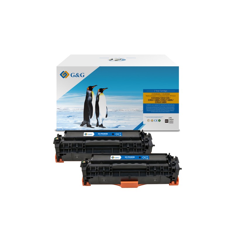 G&G kompatibilní toner s HP CC530A, CE410X, CF380X, Canon CRG118, CRG718, C, GG-CH530FUBK, HP 304A, black, 3500str.