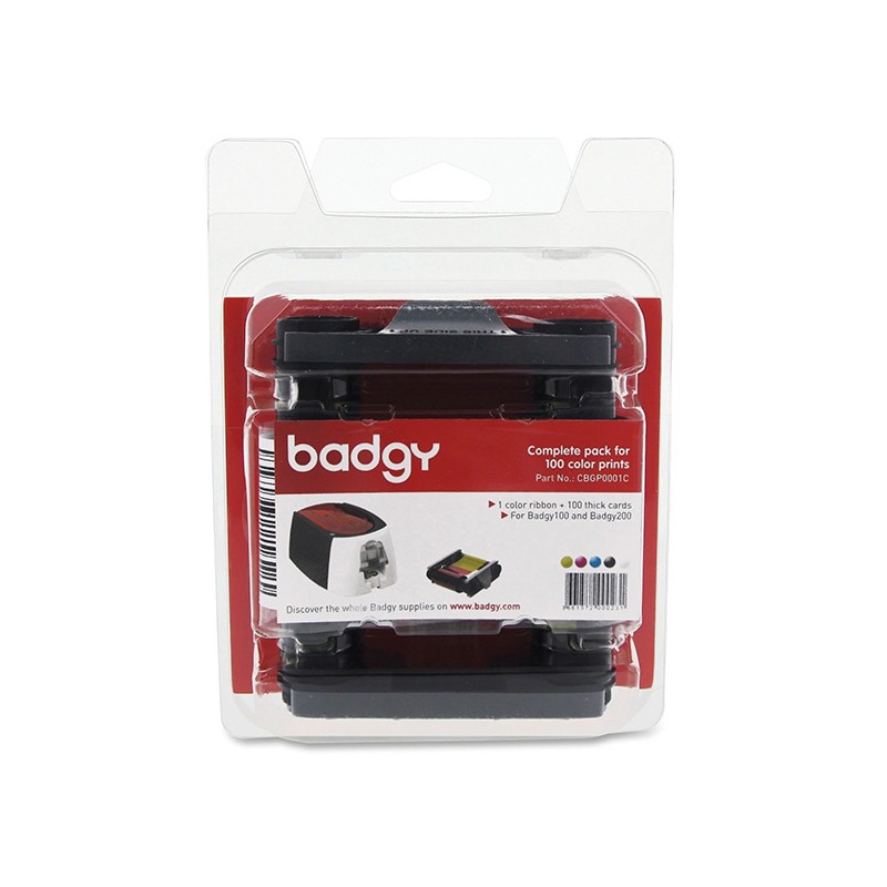 Badgy originální páska do tiskárny karet, CBGP0001C, barevná, Badgy + 100ks karet pro potisk,typ