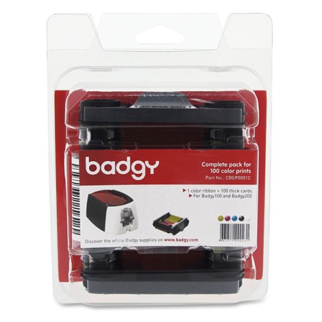 Badgy originální páska do tiskárny karet, CBGP0001C, barevná, Badgy + 100ks karet pro potisk,typ