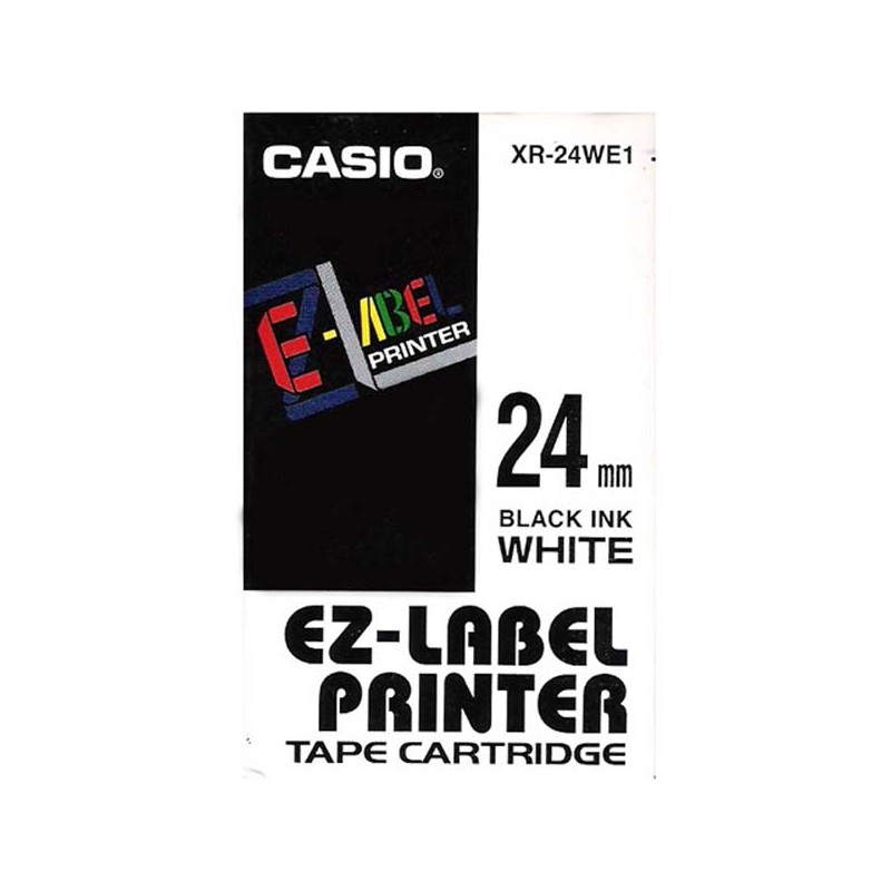 Casio originální páska do tiskárny štítků, Casio, XR-24WE1, černý tisk/bílý podklad, nelaminovaná, 8m, 24mm