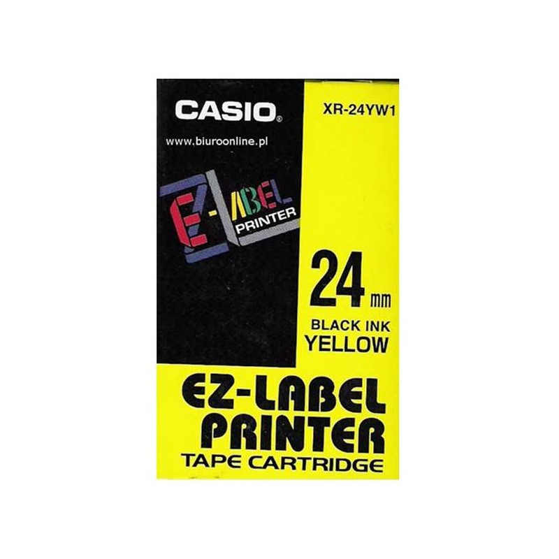 Casio originální páska do tiskárny štítků, Casio, XR-24YW1, černý tisk/žlutý podklad, nelaminovaná, 8m, 24mm